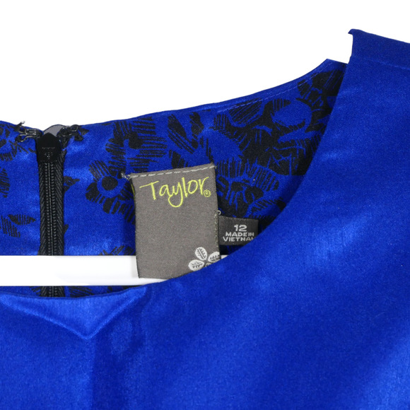 NEW Taylor Blue Dress Womens Size 12 Sheath Fit and Flare Lined Pockets NWT - Picture 5 of 7